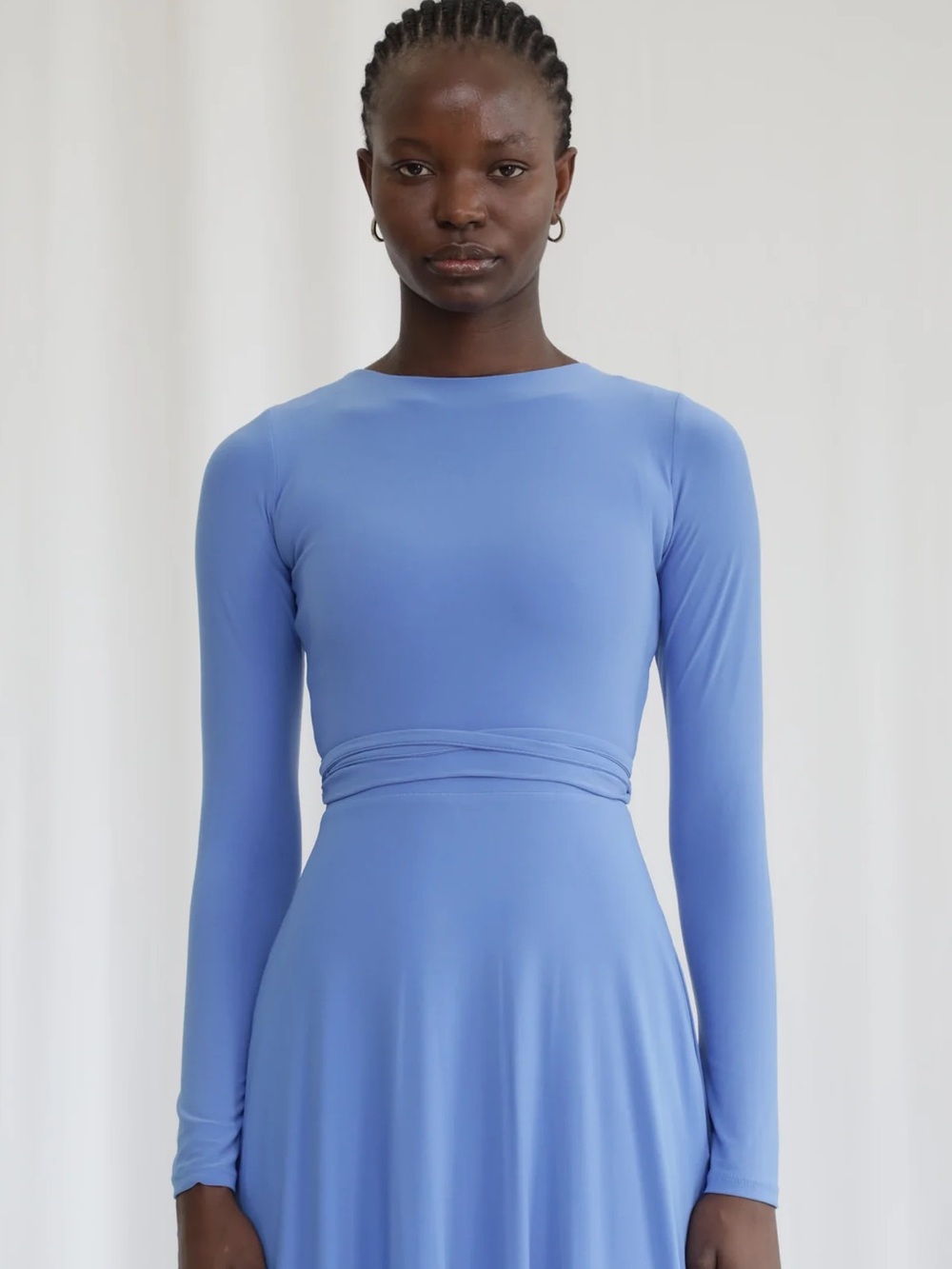 NWT! AYM Ballet Wrap Top Dusty Blue